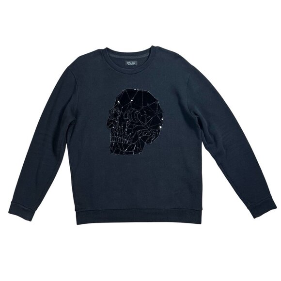 Zara Women Black Sweatshirt Skull Long Sleeves Cotton Size Large - Picture 5 of 8
